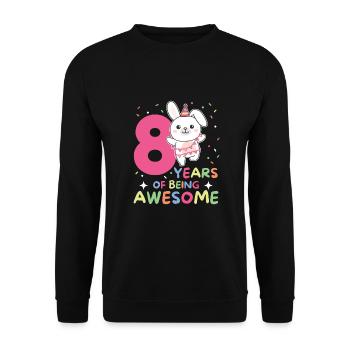 Hase zum 8. Geburtstag Kinder acht Jahre alt - Unisex Pullover - Schwarz - Vorne - Alina (178cm) & Michal (187cm)