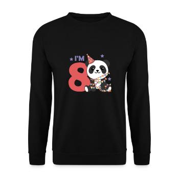 Panda for eighth birthday for children 8 years old - Unisex Sweatshirt - black - Front - Alina (178cm) & Michal (187cm)