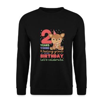Cerf pour 2e anniversaire Enfants de deux ans - Sweat-shirt Unisexe - noir - Devant - Alina (178cm) & Michal (187cm)