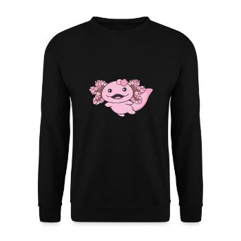 Spring axolotl with cherry blossoms sweet spring - Unisex Sweatshirt - black - Front - Alina (178cm) & Michal (187cm)