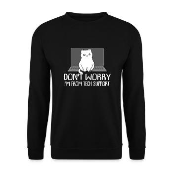 Drôle de chat ne vous inquiétez pas, je suis de Tech Support Cat - Sweat-shirt Unisexe - noir - Devant - Alina (178cm) & Michal (187cm)