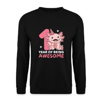 Axolotl for 1st birthday for children one year old - Unisex Sweatshirt - black - Front - Alina (178cm) & Michal (187cm)