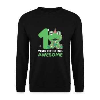 Frog for the 1st birthday for children one year old - Unisex Sweatshirt - black - Front - Alina (178cm) & Michal (187cm)