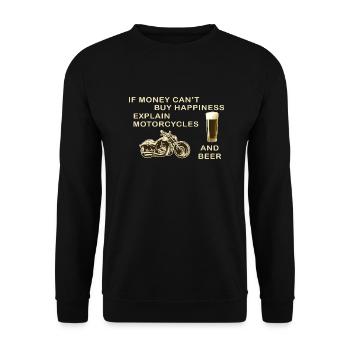 Motorrad und Bier - Unisex Pullover - Schwarz - Vorne - Alina (178cm) & Michal (187cm)