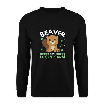 Beaver is my lucky carm Clover St Patrick's Day - Unisex Sweatshirt - black - Front - Alina (178cm) & Michal (187cm)