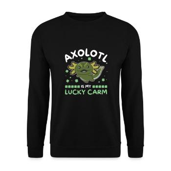 Axolotl est ma voiture chanceuse Kleeblatt St Patricks Day - Sweat-shirt Unisexe - noir - Devant - Alina (178cm) & Michal (187cm)