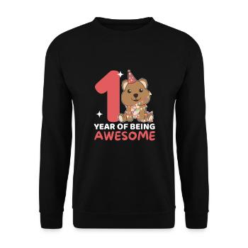 Quokka for 1st birthday for children one year old - Unisex Sweatshirt - black - Front - Alina (178cm) & Michal (187cm)