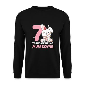 Hase zum 7. Geburtstag Kinder sieben Jahre alt - Unisex Pullover - Schwarz - Vorne - Alina (178cm) & Michal (187cm)