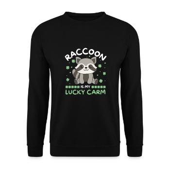 Raccoon is my lucky carm Shamrock St Patricks - Unisex Sweatshirt - black - Front - Alina (178cm) & Michal (187cm)