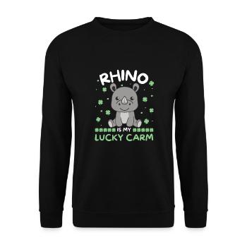 Rhino is my lucky carm Shamrock St Patrick's Day - Unisex Sweatshirt - black - Front - Alina (178cm) & Michal (187cm)