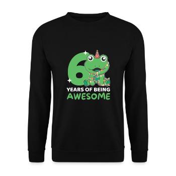 Frog for 6th birthday Children six years old - Unisex Sweatshirt - black - Front - Alina (178cm) & Michal (187cm)