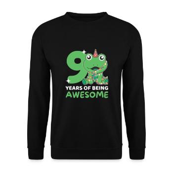 Grenouille pour 9e anniversaire Enfants de neuf ans - Sweat-shirt Unisexe - noir - Devant - Alina (178cm) & Michal (187cm)