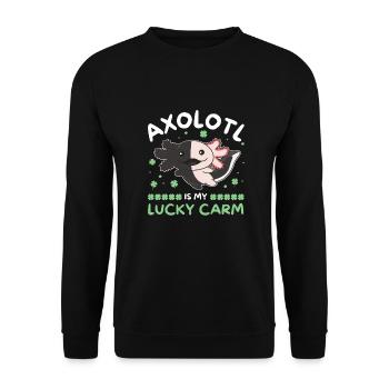 Axolotl est ma voiture chanceuse Kleeblatt St Patricks Day - Sweat-shirt Unisexe - noir - Devant - Alina (178cm) & Michal (187cm)