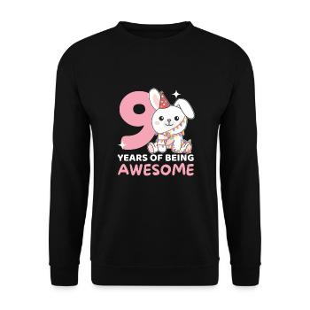 Rabbit for 9th birthday Children nine years old - Unisex Sweatshirt - black - Front - Alina (178cm) & Michal (187cm)