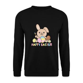 joyeuse Pâques lapin doux Pâques avec œufs de Pâques - Sweat-shirt Unisexe - noir - Devant - Alina (178cm) & Michal (187cm)