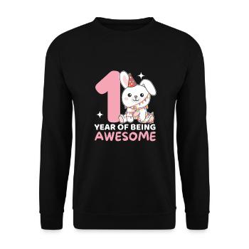 Rabbit for the 1st birthday for children one year old - Unisex Sweatshirt - black - Front - Alina (178cm) & Michal (187cm)