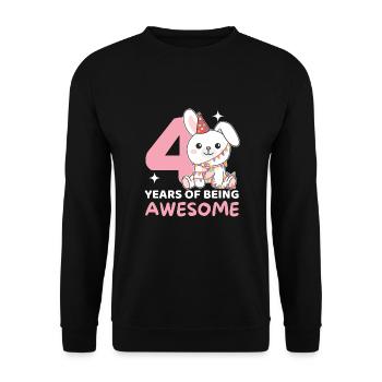 Hase zum 4. Geburtstag Kinder vier Jahre alt - Unisex Pullover - Schwarz - Vorne - Alina (178cm) & Michal (187cm)