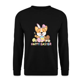 joyeuses Pâques doux corgi Pâques avec œufs de Pâques - Sweat-shirt Unisexe - noir - Devant - Alina (178cm) & Michal (187cm)