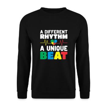 autism awareness month puzzel musik herz - Unisex Pullover - Schwarz - Vorne - Alina (178cm) & Michal (187cm)