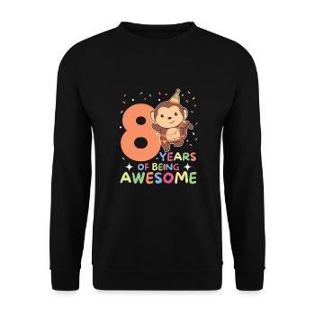 Monkey for 8th birthday children eight years old - Unisex Sweatshirt - black - Front - Alina (178cm) & Michal (187cm)