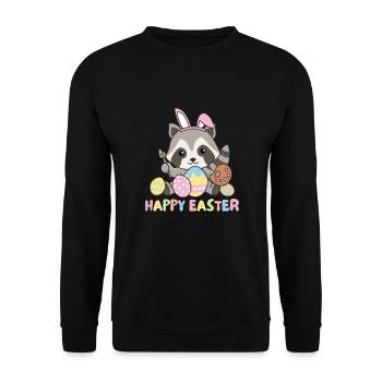joyeuses Pâques raton laveur doux Pâques avec œufs de Pâques - Sweat-shirt Unisexe - noir - Devant - Alina (178cm) & Michal (187cm)
