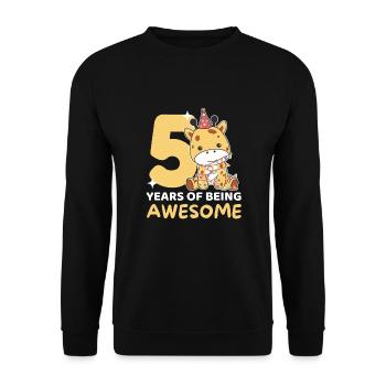 Giraffe for 5th birthday children five years old - Unisex Sweatshirt - black - Front - Alina (178cm) & Michal (187cm)