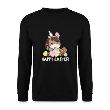 joyeuse Pâques doux cheval de Pâques avec des œufs de Pâques - Sweat-shirt Unisexe - noir - Devant - Alina (178cm) & Michal (187cm)