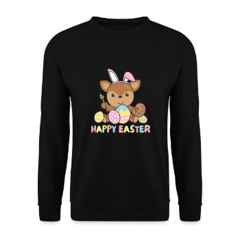 joyeuses Pâques doux cerf de Pâques avec œufs de Pâques - Sweat-shirt Unisexe - noir - Devant - Alina (178cm) & Michal (187cm)