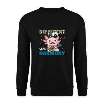 Mois de la sensibilisation à l’autisme Puzzle Music Axolotl - Sweat-shirt Unisexe - noir - Devant - Alina (178cm) & Michal (187cm)