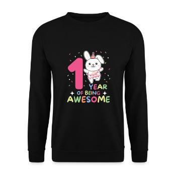 Rabbit for the 1st birthday for children one year old - Unisex Sweatshirt - black - Front - Alina (178cm) & Michal (187cm)