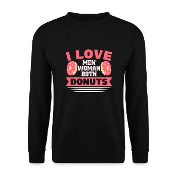 Aroace Agender Asexual Flag Pride LGBTQ Donuts - Unisex Sweatshirt - black - Front - Alina (178cm) & Michal (187cm)