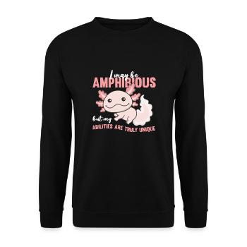 Axolotl Amphibiens Salamandre mignonne axolotl - Sweat-shirt Unisexe - noir - Devant - Alina (178cm) & Michal (187cm)