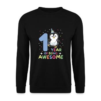 Penguin for the 1st birthday for children one year old - Unisex Sweatshirt - black - Front - Alina (178cm) & Michal (187cm)