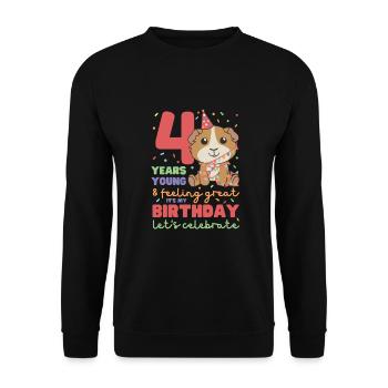 Cochon d’Inde pour les enfants de 4ème anniversaire quatre - Sweat-shirt Unisexe - noir - Devant - Alina (178cm) & Michal (187cm)