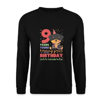 Rottweiler for the 9th birthday children nine years old - Unisex Sweatshirt - black - Front - Alina (178cm) & Michal (187cm)