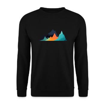 Gebirgslandschaft Geometrische Kunst - Unisex Pullover - Schwarz - Vorne - Alina (178cm) & Michal (187cm)