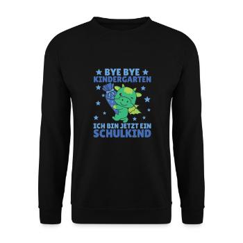 bye bye Kindergarten ich bin jetzt ein Schulkind - Unisex Pullover - Schwarz - Vorne - Alina (178cm) & Michal (187cm)