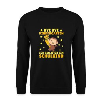 bye bye Kindergarten ich bin jetzt ein Schulkind - Unisex Pullover - Schwarz - Vorne - Alina (178cm) & Michal (187cm)
