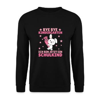 bye bye Kindergarten ich bin jetzt ein Schulkind - Unisex Pullover - Schwarz - Vorne - Alina (178cm) & Michal (187cm)