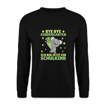 bye bye Kindergarten ich bin jetzt ein Schulkind - Unisex Pullover - Schwarz - Vorne - Alina (178cm) & Michal (187cm)