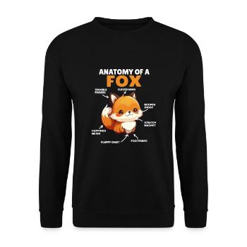süßer Fuchs Erklärung Anatomy of a Fox - Unisex Pullover - Schwarz - Vorne - Alina (178cm) & Michal (187cm)