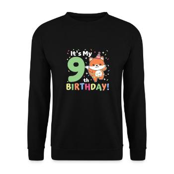 Fuchs zum 9. Geburtstag Kinder neun Jahre alt - Unisex Pullover - Schwarz - Vorne - Alina (178cm) & Michal (187cm)