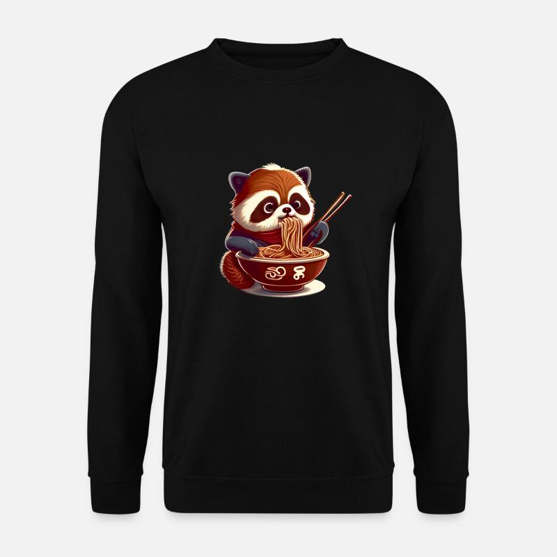 But first Ramen süße Roter Panda isst Ramen - Unisex Pullover - Schwarz