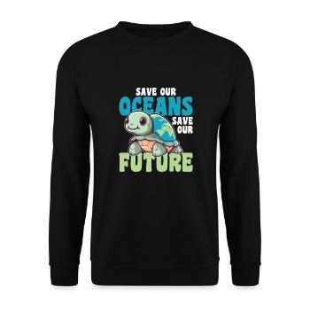 La Terre des tortues sauve nos océans sauve notre avenir - Sweat-shirt Unisexe - noir - Devant - Alina (178cm) & Michal (187cm)