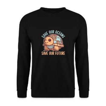 La Terre des tortues sauve nos océans sauve notre avenir - Sweat-shirt Unisexe - noir - Devant - Alina (178cm) & Michal (187cm)
