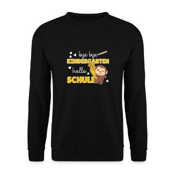 bye bye Kindergarten hallo Schule Affe - Unisex Pullover - Schwarz - Vorne - Alina (178cm) & Michal (187cm)