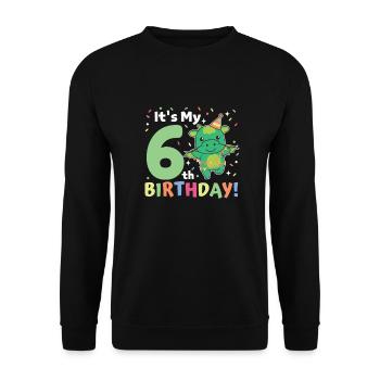 Drache zum 6. Geburtstag Kinder sechs Jahre alt - Unisex Pullover - Schwarz - Vorne - Alina (178cm) & Michal (187cm)