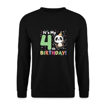 Panda for 4th birthday children four years old - Unisex Sweatshirt - black - Front - Alina (178cm) & Michal (187cm)
