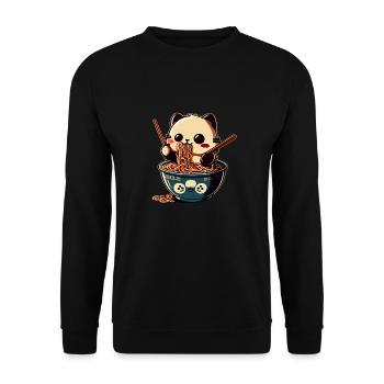 But first ramen cute cat eats ramen - Unisex Sweatshirt - black - Front - Alina (178cm) & Michal (187cm)