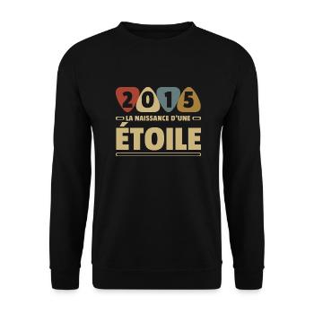 2015 date de naissance / anniversaire année 2015 - Sweat-shirt Unisexe - noir - Devant - Alina (178cm) & Michal (187cm)